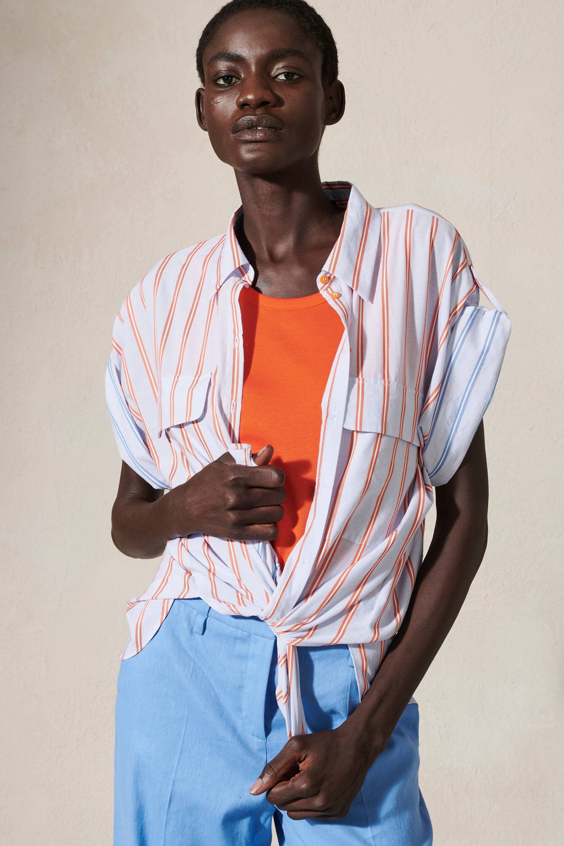 LUISA CERANO-OUTLET-SALE-Bluse mit High-Summer-Stripe-Blusen-by-ARCHIVIST