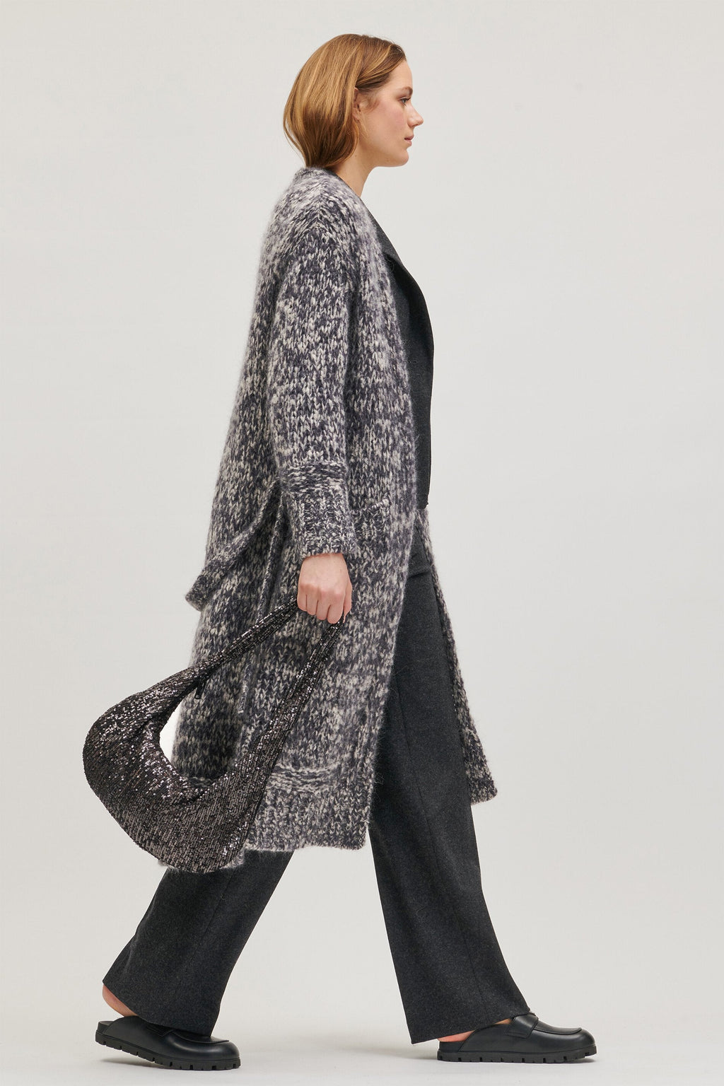 LUISA CERANO OUTLET SALE knitted coat in mouliné look ARCHIVIST