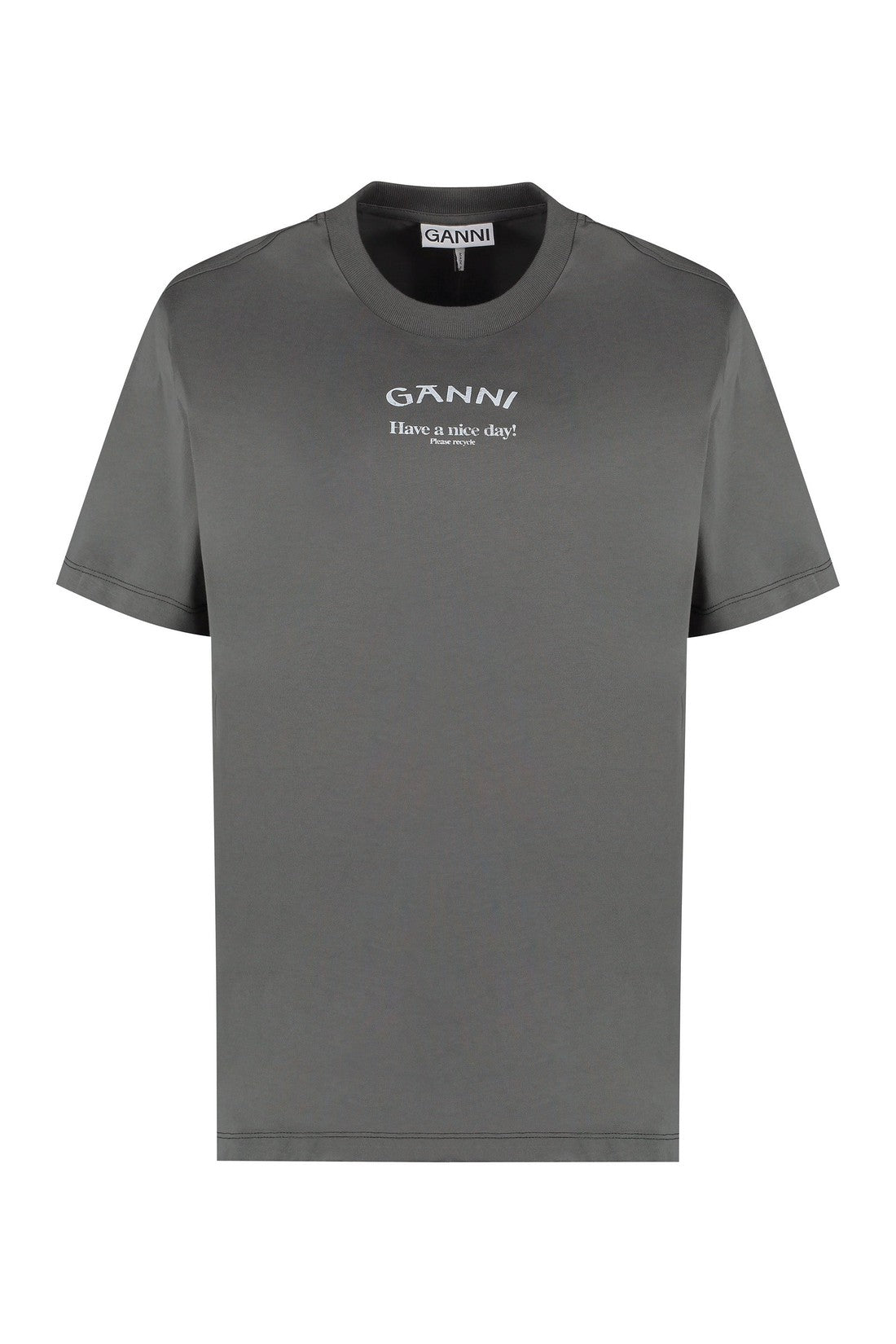GANNI-OUTLET-SALE-Printed cotton T-shirt-ARCHIVIST