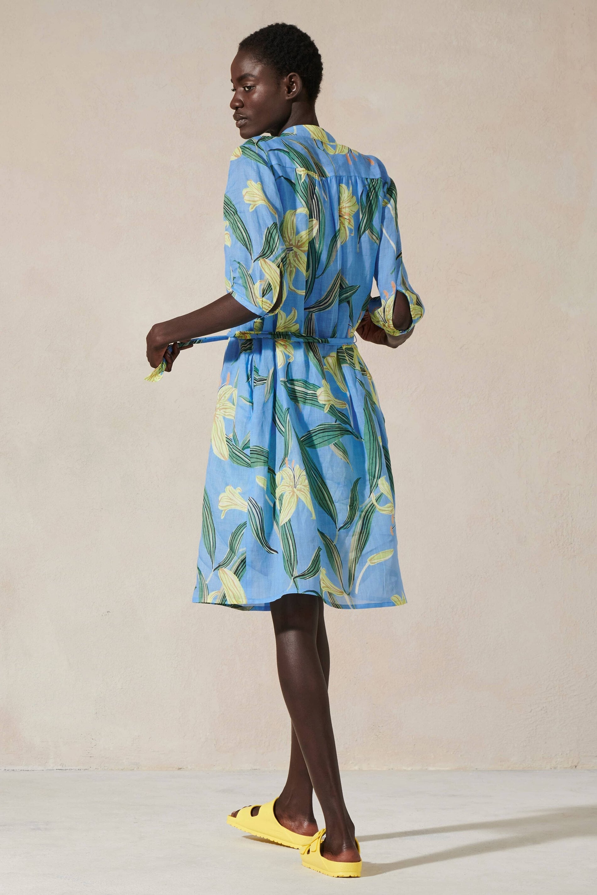 LUISA CERANO-OUTLET-SALE-Ramie-Hemdkleid mit Lily-Print-Kleider & Röcke-by-ARCHIVIST