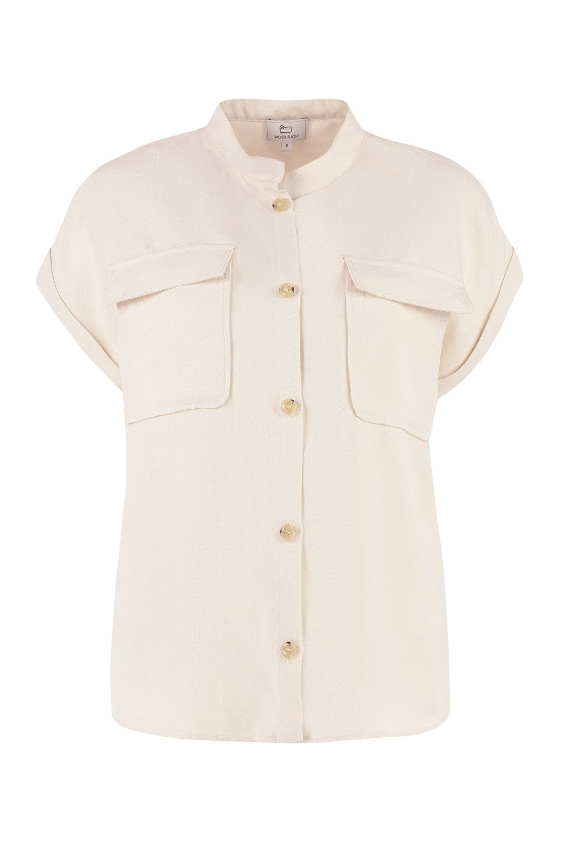 Woolrich-OUTLET-SALE-Short sleeve linen blend shirt-ARCHIVIST