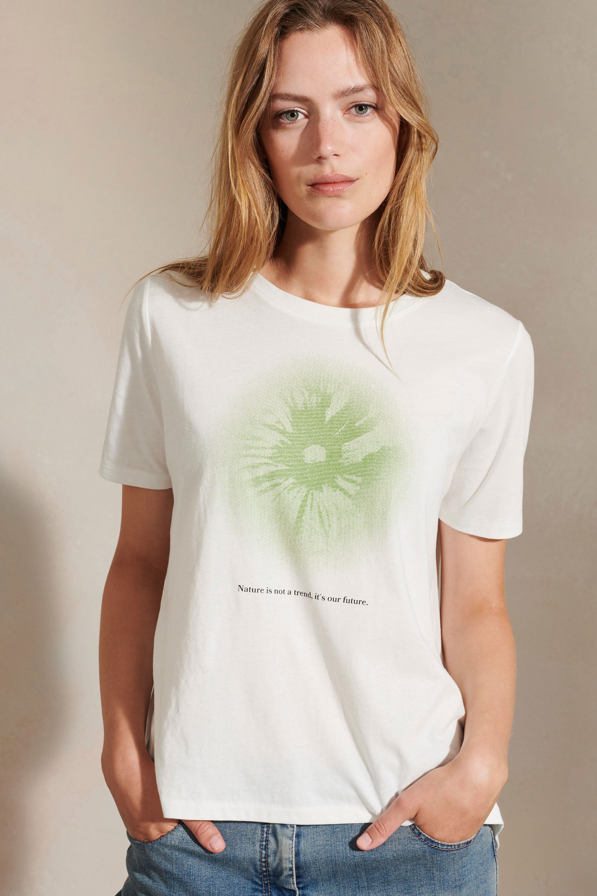 LUISA CERANO-OUTLET-SALE-T-Shirt mit Statement-Slogan-Shirts-34-cream-by-ARCHIVIST