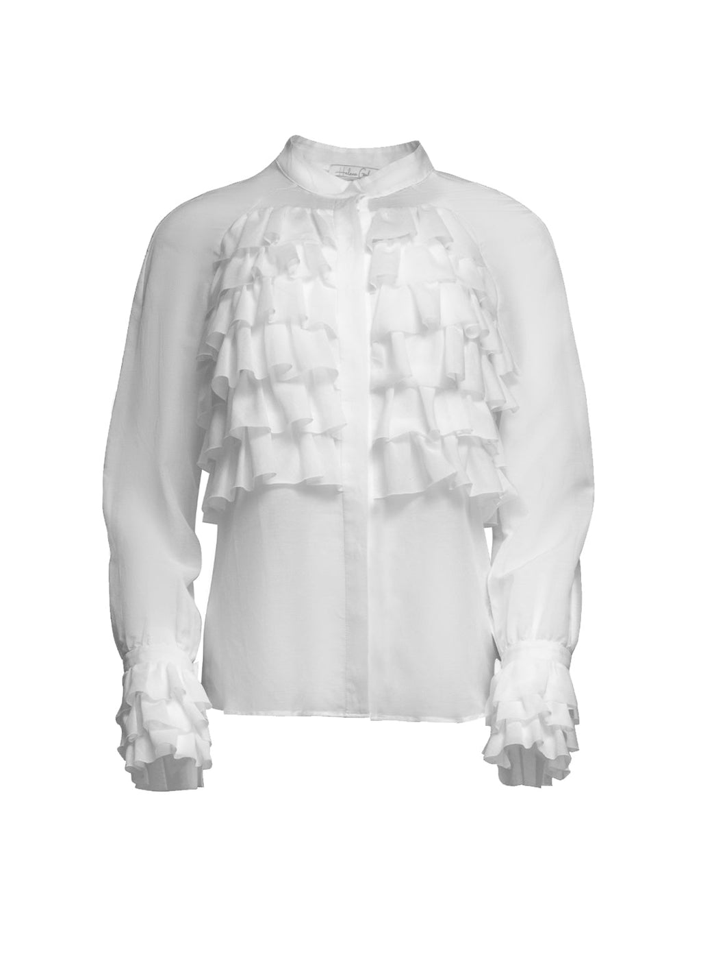 Silk-cotton mix long sleeve blouse